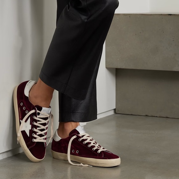 Golden Goose Super-Star distressed leather-trimmed velvet sneakers - Picture 2 of 9